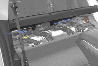 座椅下方突出显示的线束图像
